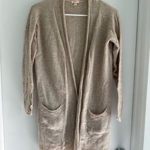 Cuyana Long Open-Front Cashmere Cardigan - Beige/Taupe M/L